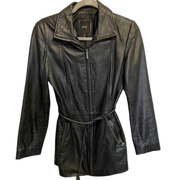JLC New York  Leather Jacket FULL ZIP UP Size S Black Soft Pockets - Picture 3 of 15